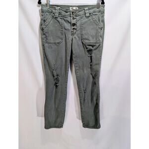 Dollhouse Relaxed Crop Distressed Jeans Sage Green Women’s Size Small